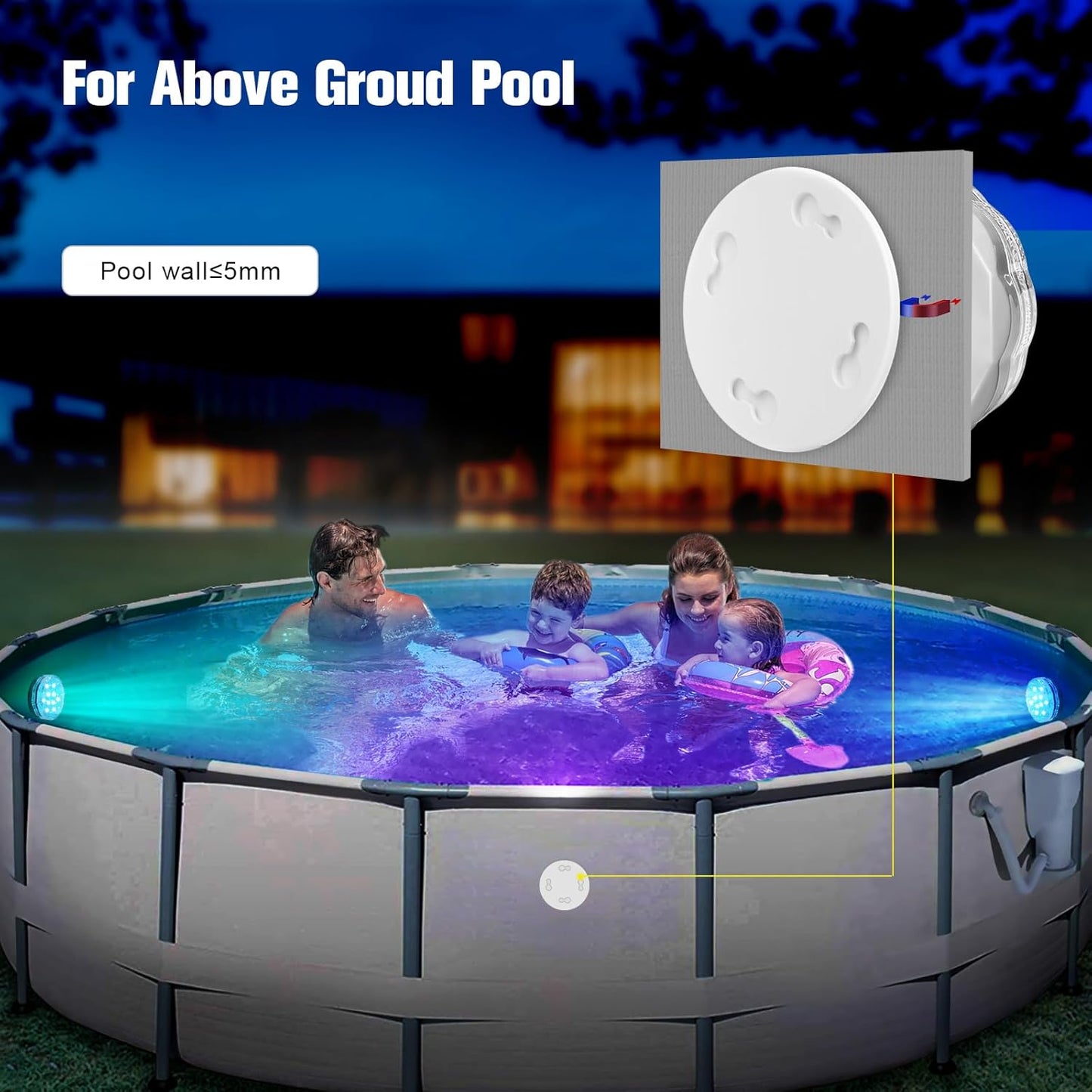 Rechargeable Submersible LED Lights with Remote, USB Color Changing Aquarium Lights with Magnet Suction Cups, Waterproof Underwater Pool Lights for Inground Pool Shower Hot Tub Accessories, 2Packs