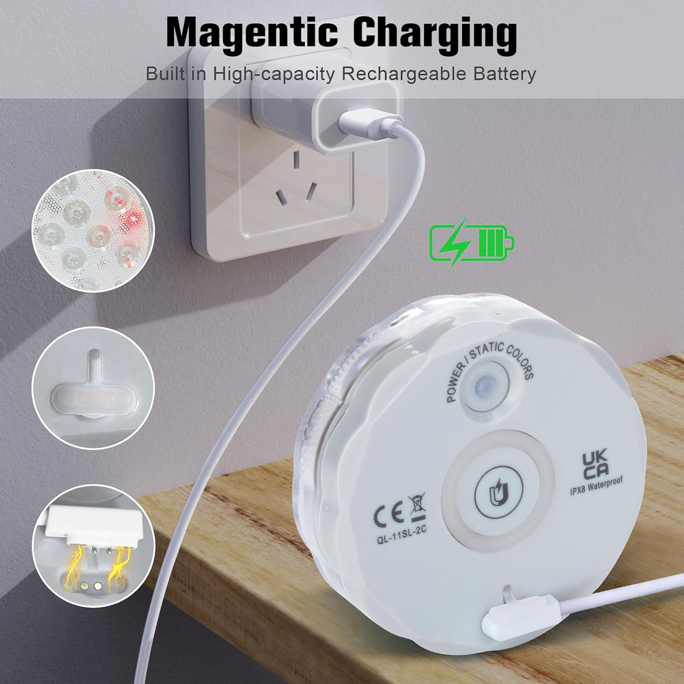 Rechargeable Submersible LED Lights with Remote, USB Color Changing Aquarium Lights with Magnet Suction Cups, Waterproof Underwater Pool Lights for Inground Pool Shower Hot Tub Accessories, 2Packs