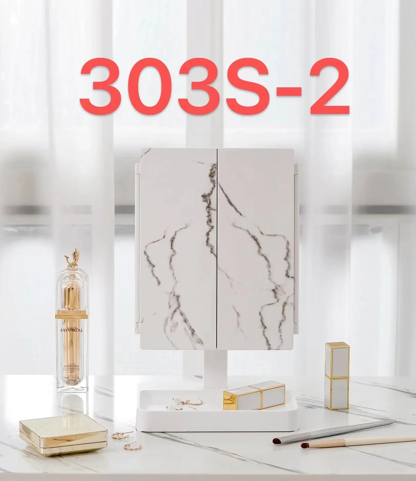 72 LED Light Desktop Vanity Mirror 1/2/3X Magnifying 