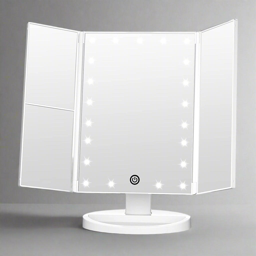 Trifold Vanity Mirror – 21 LED Touch Light with 2X/3X Zoom