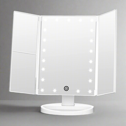 Trifold Vanity Mirror – 21 LED Touch Light with 2X/3X Zoom