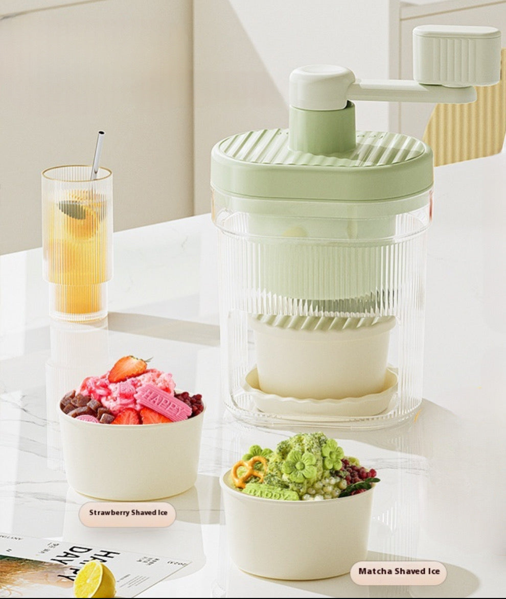 Manual Ice Crusher – Hand Crank Shaver with mini bowls and trays