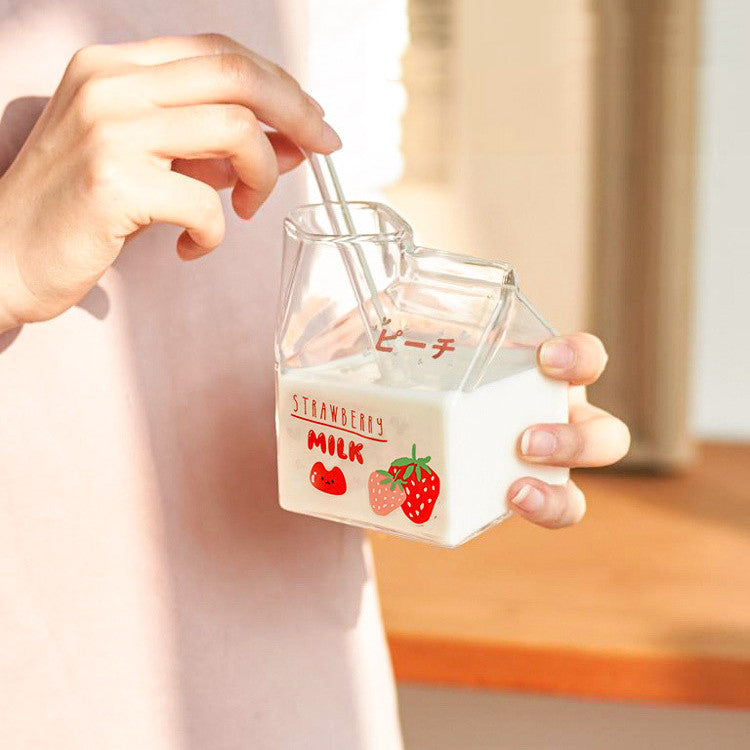 Glass Milk Carton Mug Microwaveable
