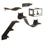 Pawhut Cat Shelves with Ergonomically Curved Platform, Cozy Cat House, Bridge, Easy Stairs, and Flat Perch, Wall-Mounted Cat Tree Climbing Playground, Modern Cat Tree, Coffee Brown