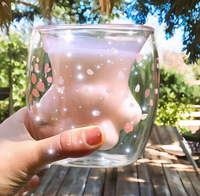 Aesthetic Cat Paw and Bear Shaped 4 Pack Glass Cups