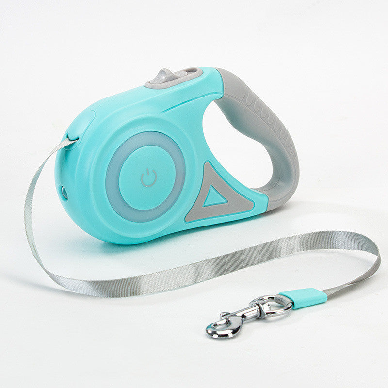 LED Glow in the Dark Retractable Leash with Built in Flashlight