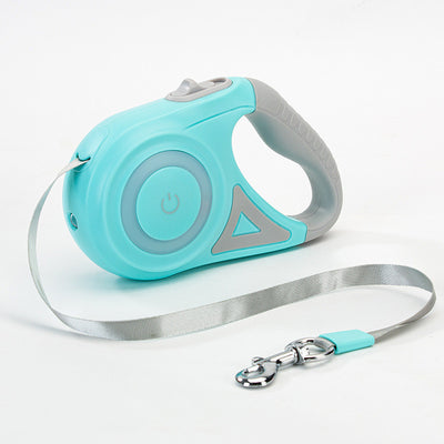 LED Glow in the Dark Retractable Leash with Built in Flashlight