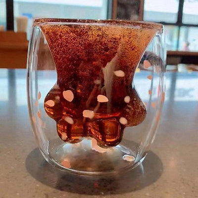 Aesthetic Cat Paw and Bear Shaped 4 Pack Glass Cups