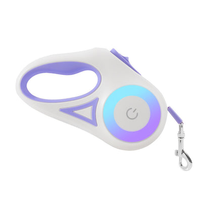 LED Glow in the Dark Retractable Leash with Built in Flashlight