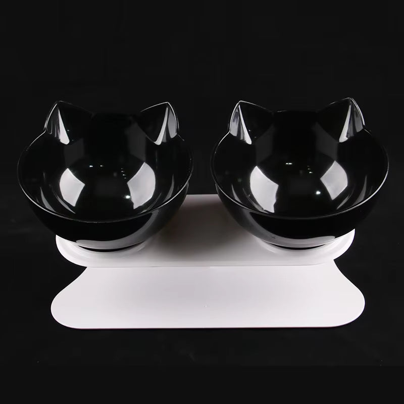 Non-Slip Double Cat Bowl Pet Water Food Feed Dog Bowls Pet Bowl with Inclination Stand Cats Feeder Feeding Bowl Kitten Supplies