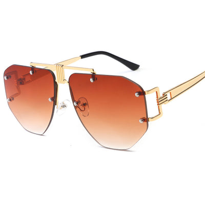 HB Polygon Shaped Rimless Sunglasses
