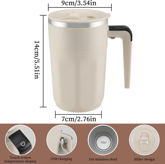 NEW! Temperature Display Rechargeable Automatic Stirring Coffee Cup With Lid