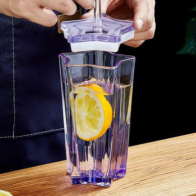 New! Five-pointed Star Glass Cup With Straw