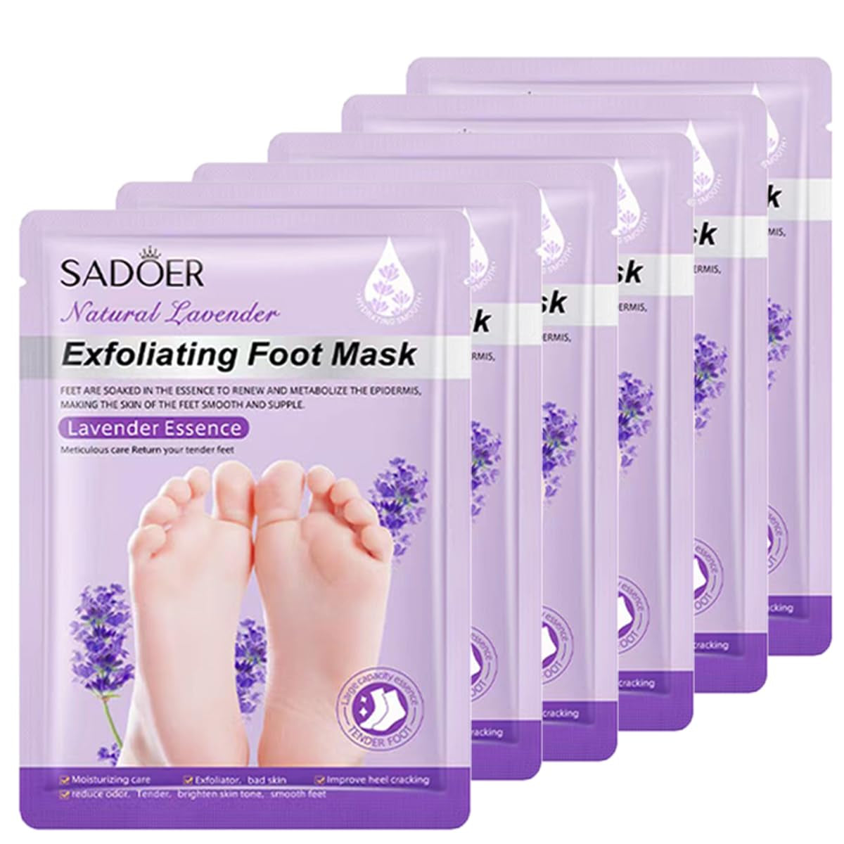 Foot Peel Mask 6 Pack,Foot Spa Foot Care for Women Peel Mask with Lavender for Men and Women Feet Peeling Mask Exfoliating, Callused Foot Mask Peel,Foot Mask for Dry Dead Skin,Remove Dead Skin