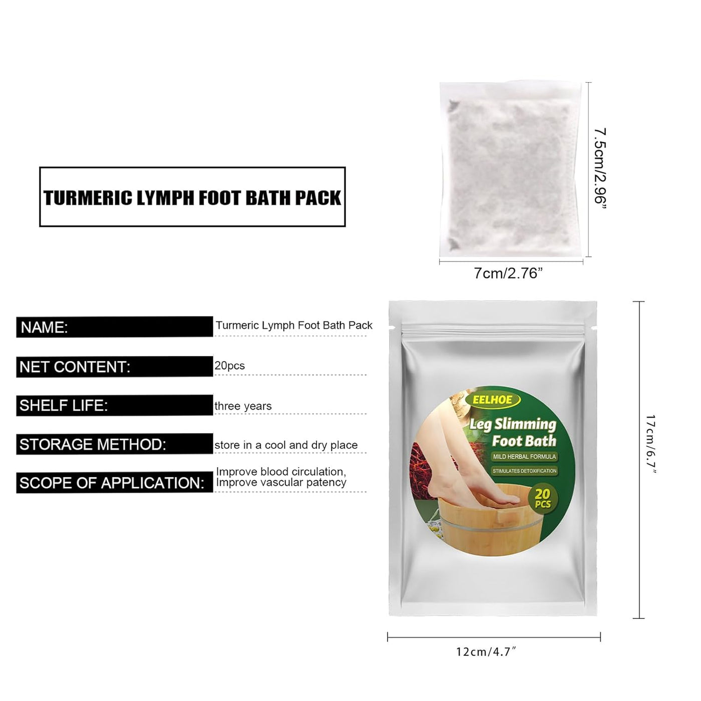 20PCS Lymphatic Drainage Ginger Foot Soak, Foot Care Spa Relaxation for Muscles, Natural Mugwort Herb Foot Soak, Leg Slimming Foot Bath Bag 1