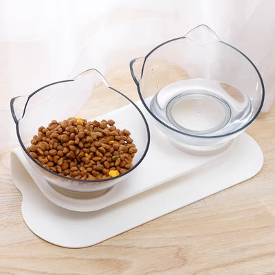 Non-Slip Double Cat Bowl Pet Water Food Feed Dog Bowls Pet Bowl with Inclination Stand Cats Feeder Feeding Bowl Kitten Supplies