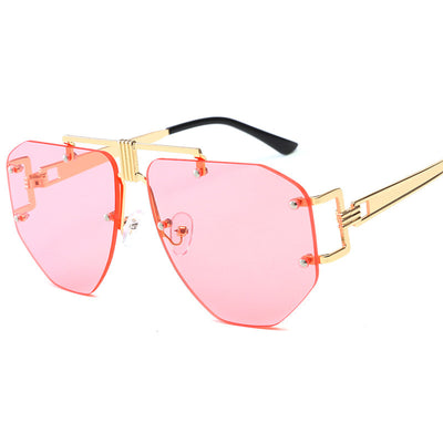 HB Polygon Shaped Rimless Sunglasses