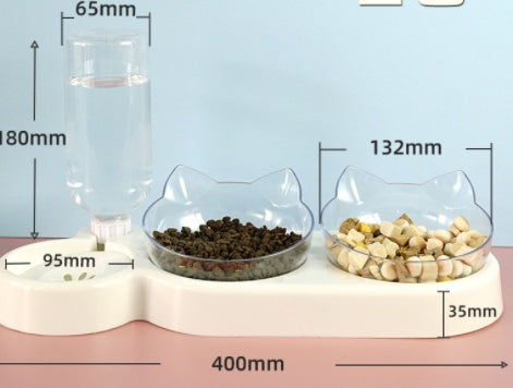 Double Cat Shaped Bowl with Drinker