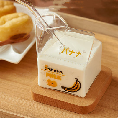 Glass Milk Carton Mug Microwaveable