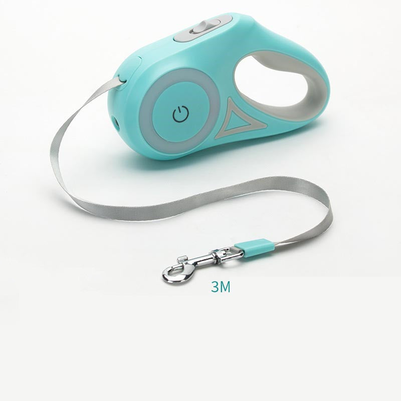 LED Glow in the Dark Retractable Leash with Built in Flashlight