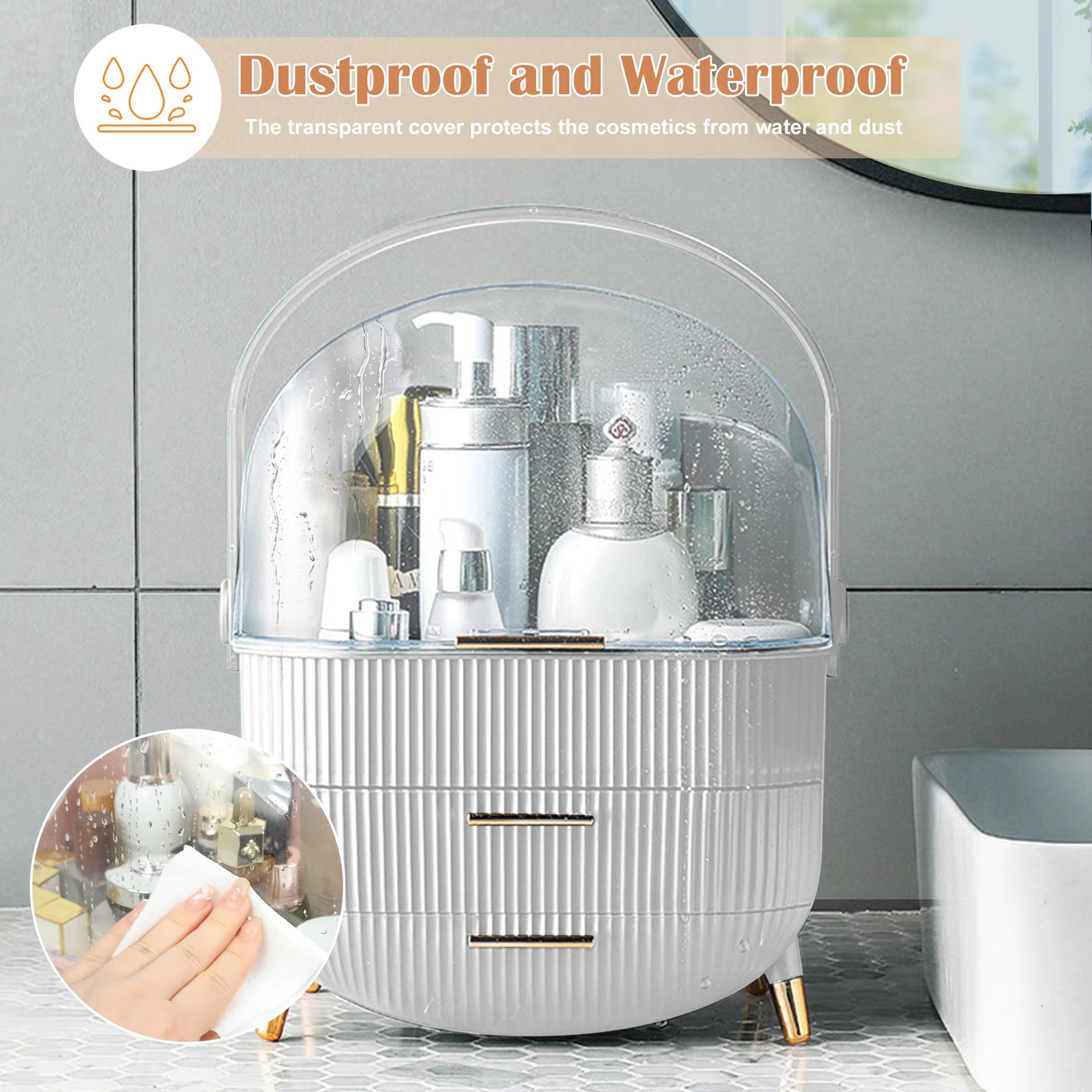 Makeup Storage Organizer, Cosmetics Skincare Organizers with Transparent Lid, Vanity Cosmetics Storage, Ideal Gifts for Women Or