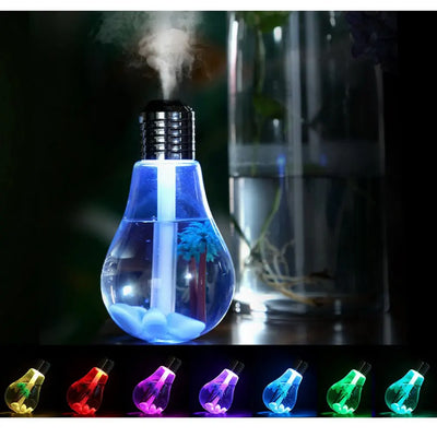 Bulb Humidifier 400Ml USB Air Humidifier Colorful LED Night Lamp Essential Oil Diffuser for Home Office