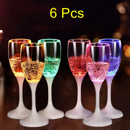 6Pcs LED Glowing Light up Cups Creative Goblet Glow in Water Cocktail Cup Wedding Party Decoration Christmas Atmosphere Cup