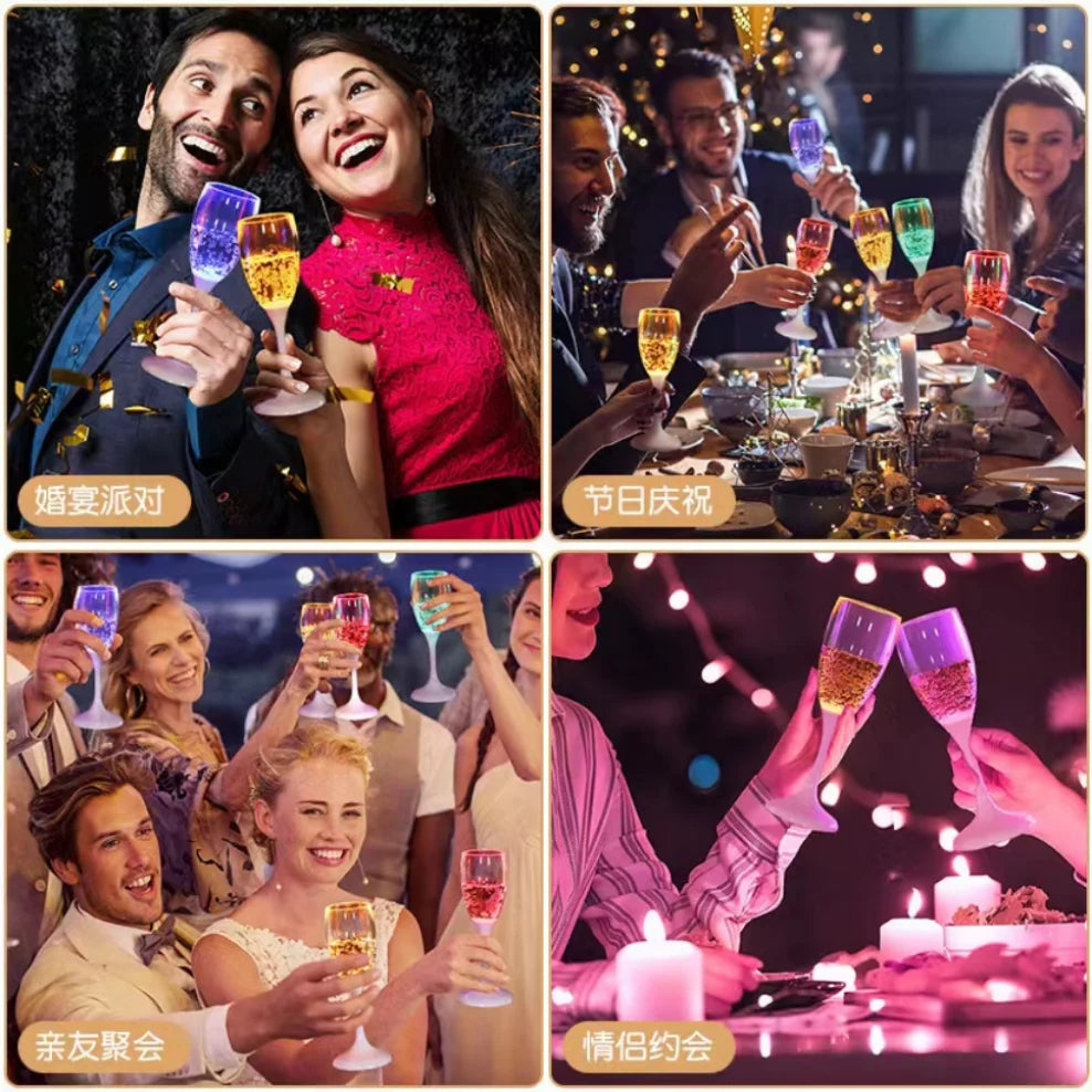 6Pcs LED Glowing Light up Cups Creative Goblet Glow in Water Cocktail Cup Wedding Party Decoration Christmas Atmosphere Cup