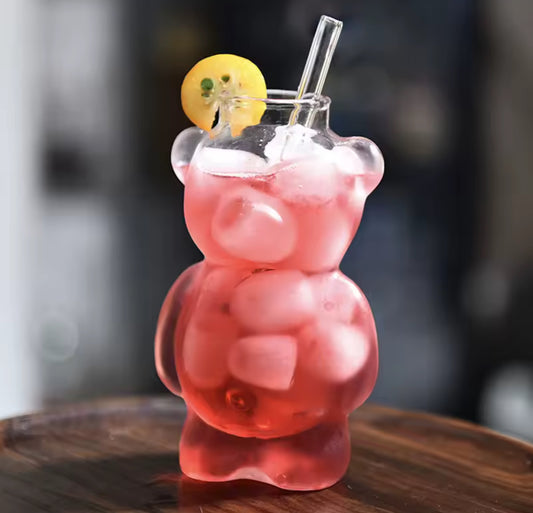 Bear Shaped Glass Cup – Cute Double-Wall Drinkware