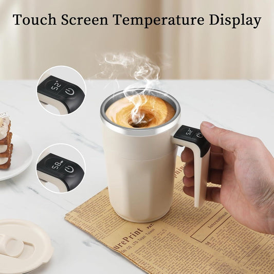 NEW! Temperature Display Rechargeable Automatic Stirring Coffee Cup With Lid