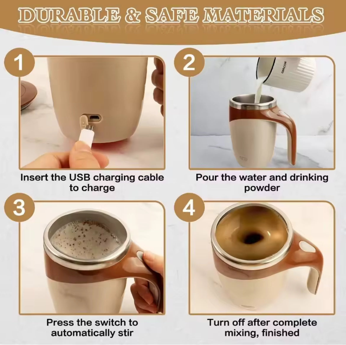 Self-Stirring Mug – 380ML Magnetic Electric Coffee Cup with Lid