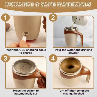 Self-Stirring Mug – 380ML Magnetic Electric Coffee Cup with Lid