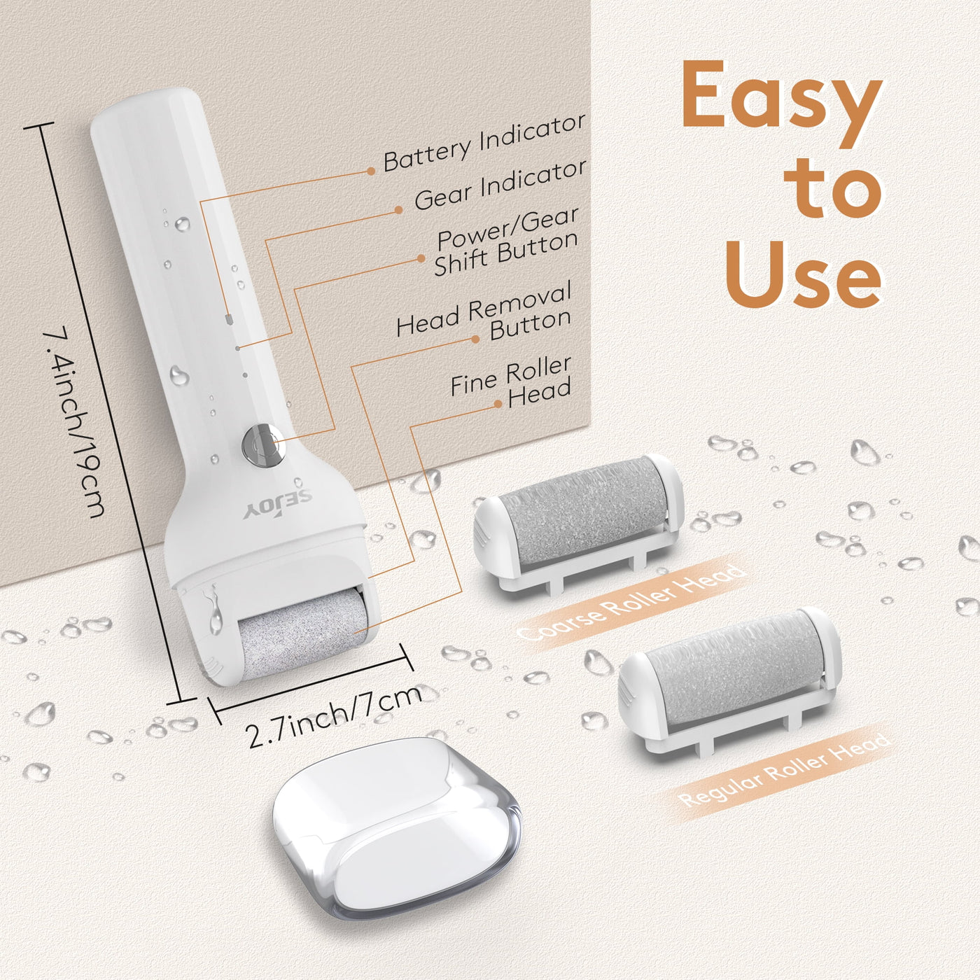 Electric Feet Callus Removers Rechargeable,3 Grinding Heads Waterproof Electronic Foot File Pedicure Tools