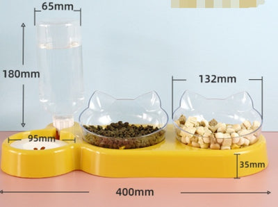 Double Cat Shaped Bowl with Drinker