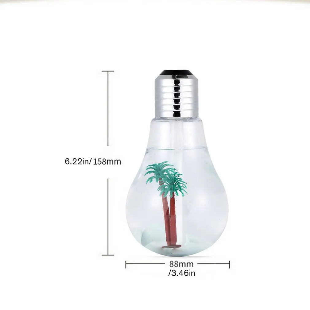 Bulb Humidifier 400Ml USB Air Humidifier Colorful LED Night Lamp Essential Oil Diffuser for Home Office