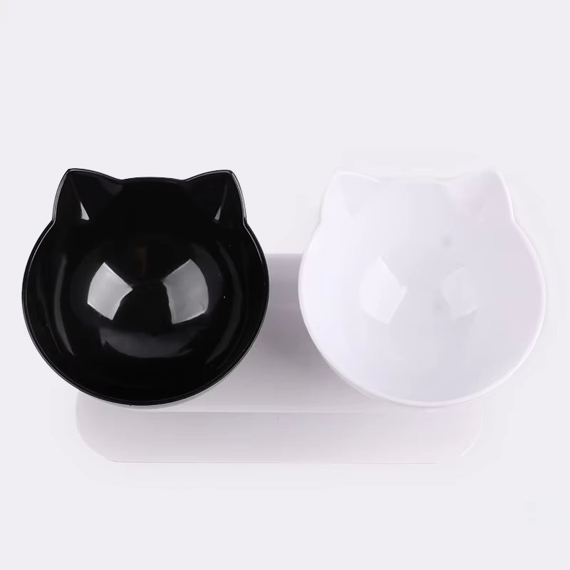 Non-Slip Double Cat Bowl Pet Water Food Feed Dog Bowls Pet Bowl with Inclination Stand Cats Feeder Feeding Bowl Kitten Supplies