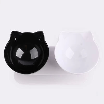 Non-Slip Double Cat Bowl Pet Water Food Feed Dog Bowls Pet Bowl with Inclination Stand Cats Feeder Feeding Bowl Kitten Supplies