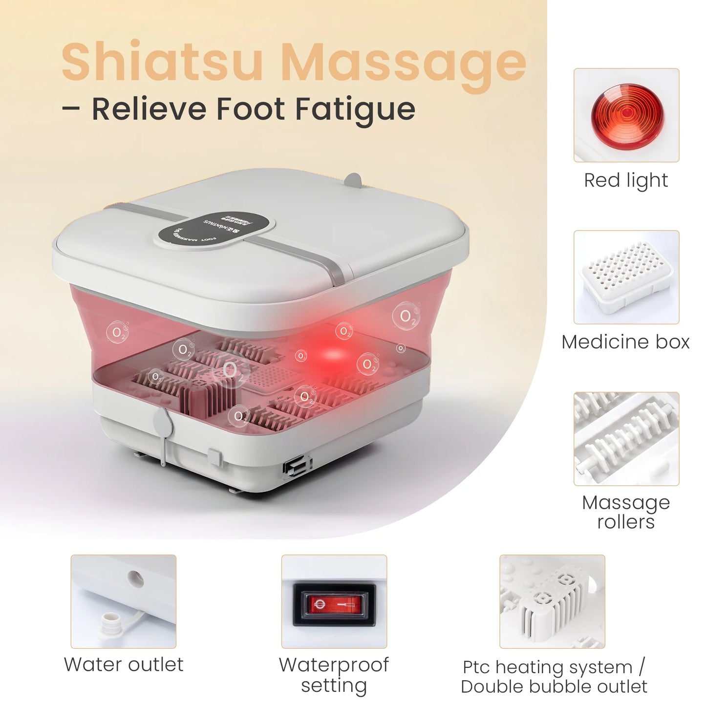 Foot Spa Bath Massager with Heat and Bubbles