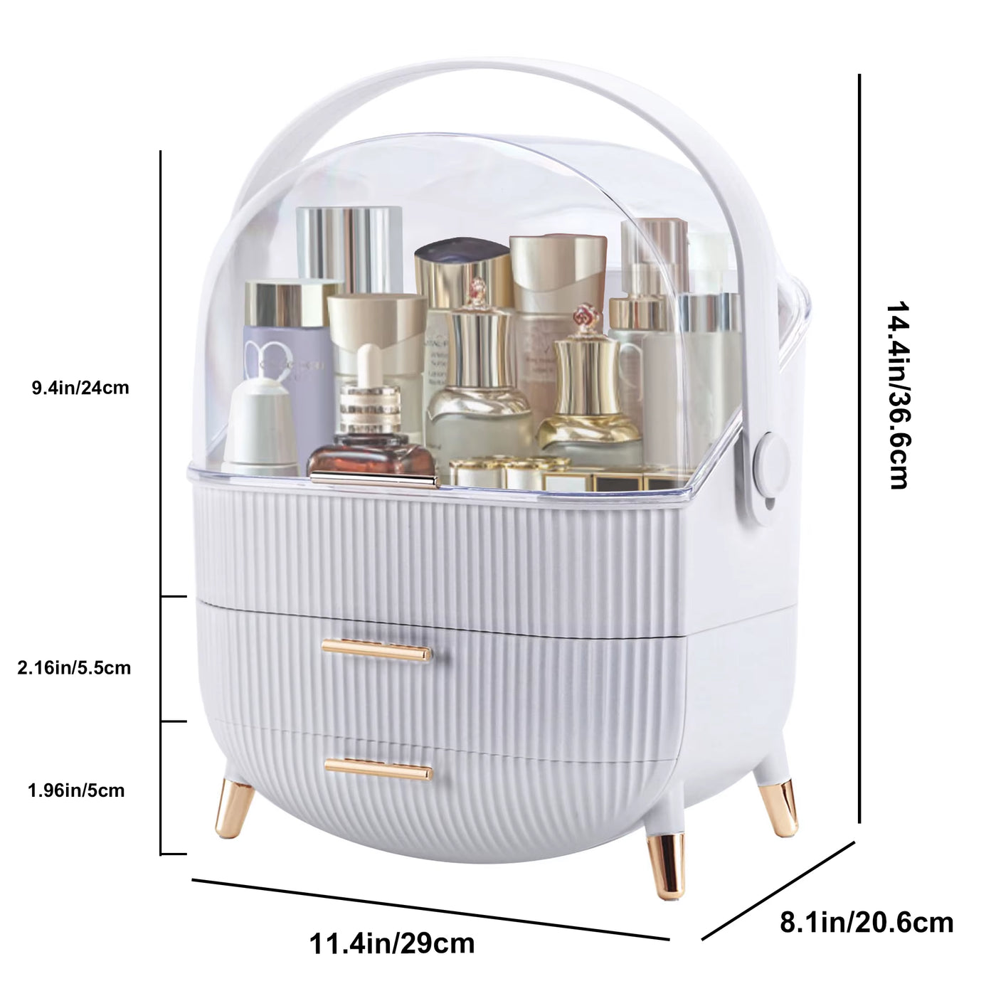 Makeup Storage Organizer, Cosmetics Skincare Organizers with Transparent Lid, Vanity Cosmetics Storage, Ideal Gifts for Women Or