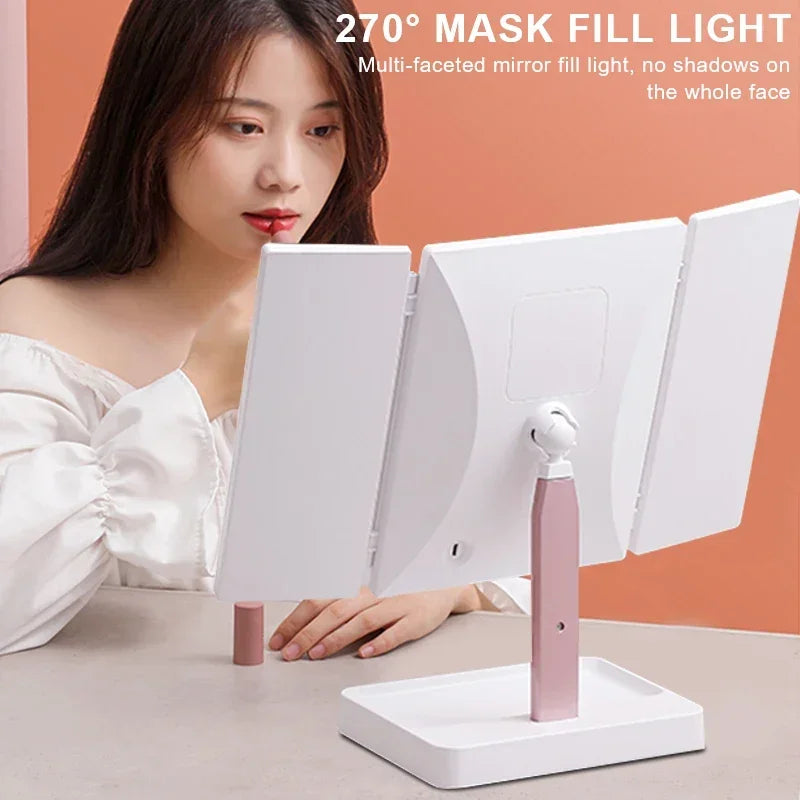 72 LED Light Desktop Vanity Mirror 1/2/3X Magnifying 