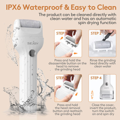 Electric Feet Callus Removers Rechargeable,3 Grinding Heads Waterproof Electronic Foot File Pedicure Tools