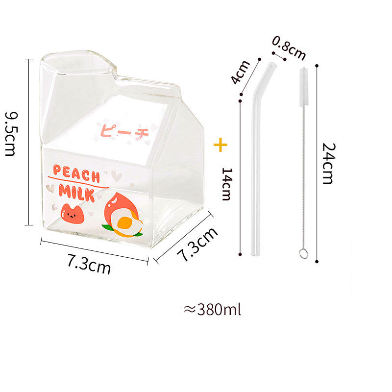 Glass Milk Carton Mug Microwaveable